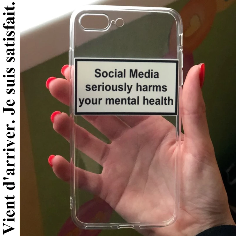 

social media seriously harms your mental health soft Silicone phone case for iPhone XR XS Max 6 7 8 plus 5 5s 6s se 7 plus XX
