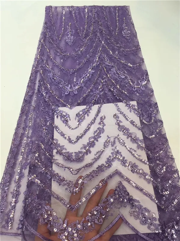

Nigerian Mesh Lace Fabric Sequin Embroidered Lace Guipure purple African Voile Net Lace fashion Style Wedding Lace pffz310