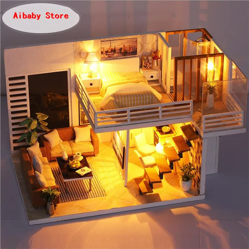 

DIY Doll Houses Wooden Doll House Unisex dollhouse Kids Toy Furniture Miniature Crafts Miniature doll house