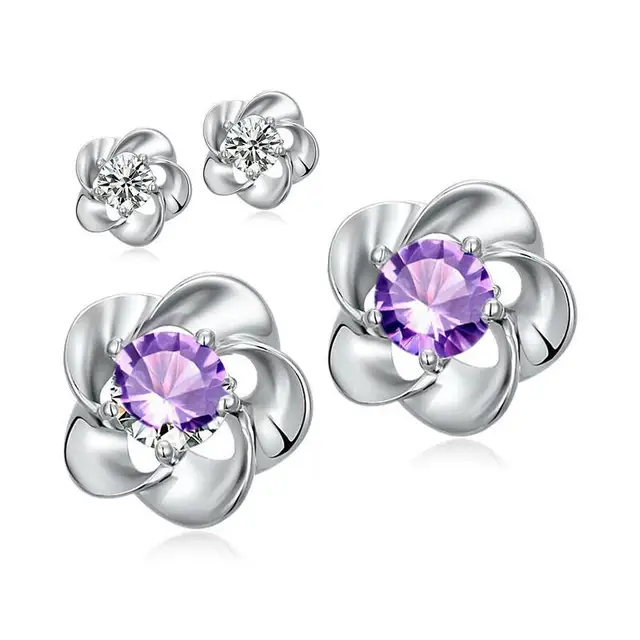 Plum Stud Earrings 2017 Cz Diamond Zircon White Ear Plum Stud Earrings 2017 Cz Diamond Zircon White Ear Cuff Jewelry Purple Earring