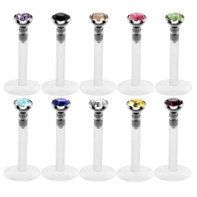 Лот из 10 шт. Биопласт гибкие красочные Gem Push-в Labret Стад губ, пирсинг кольца Очаровательная Мода хряща уха козелок ювелирных изделий
