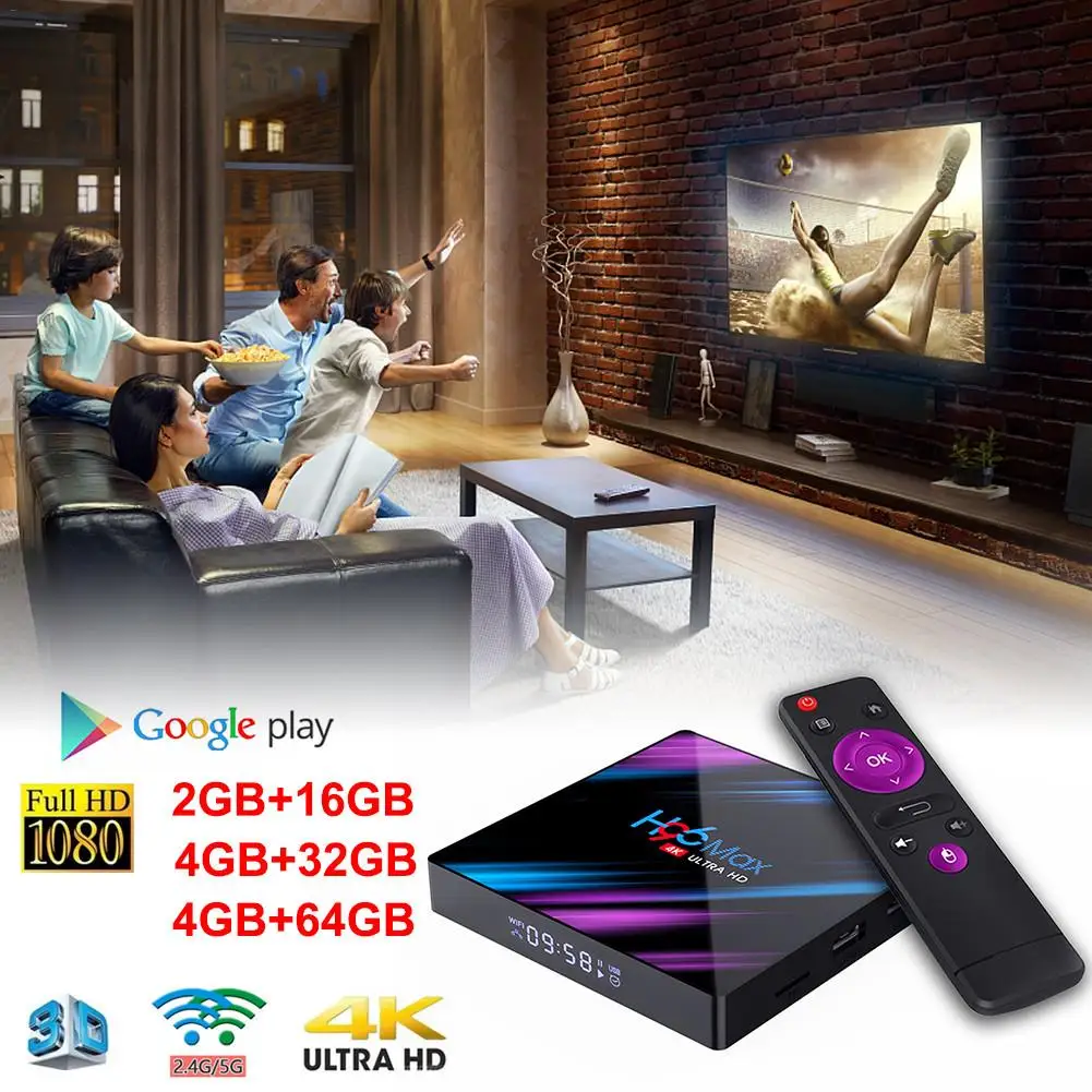 2020 H96 MAX Plus. Android 9.0 4G 32G 64G Set Top Box 4 K Ultra HD H.265 Smart TV Box USB 3.0 Dual Wifi 2.4/5.0G Media Player