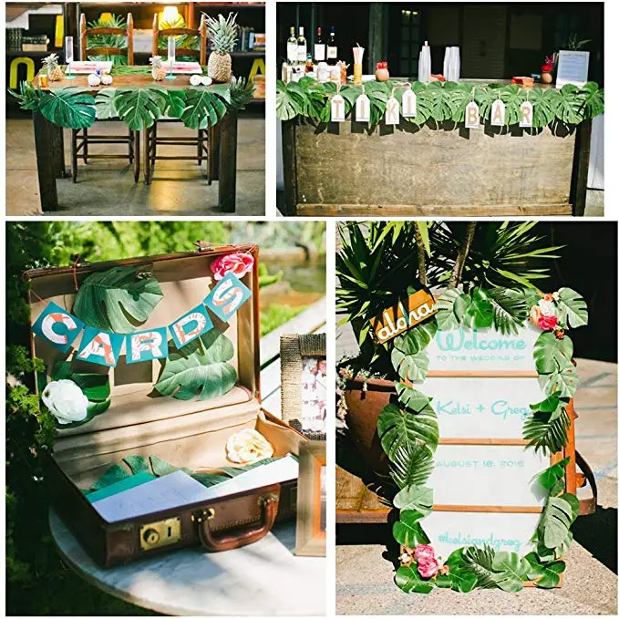 12pcs Artificial Monstera Plants Plastic Tropical Palm Tree 12pcs Artificial Monstera Plants Plastic Tropical Palm Tree