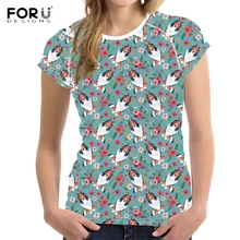 FORUDESIGNS Cartoon Rough Collie Printed T Shirt Women Kawaii Dog Flower Pattern Summer Tops for Female Ladies Cute Tee Shirt dog surfer printed cartoon tee