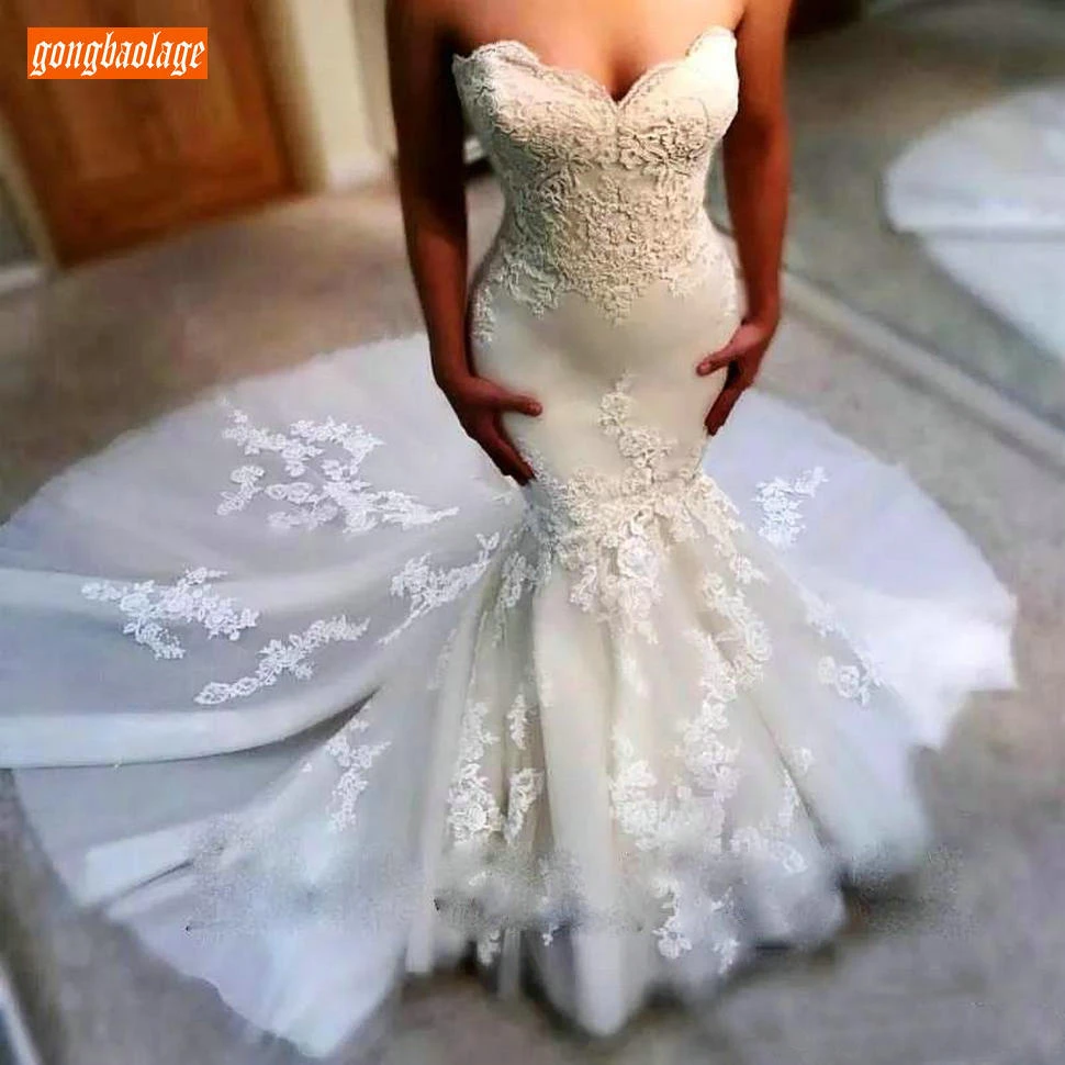 

Graceful Boho White Mermaid Wedding Dress Long Sweetheart Tulle Appliques Lace Wedding Gowns Chic Princess Pageant Bride Dresses