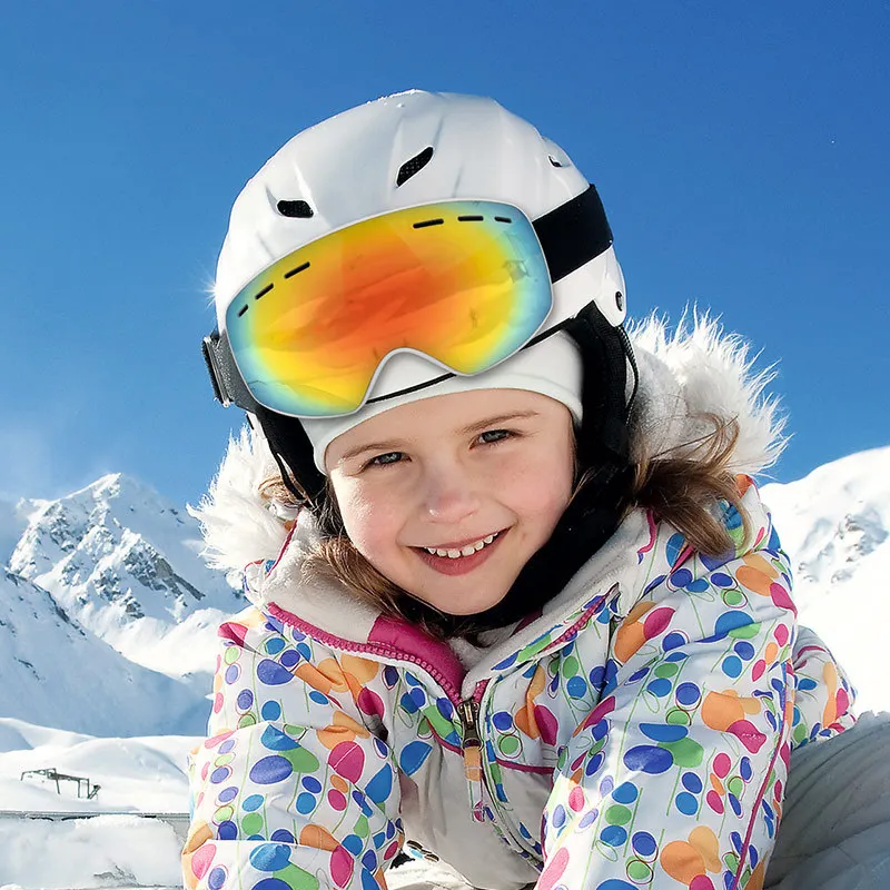 Ski Goggles Kids UV400 Double Lens Anti fog Spherical Mirror Children Skiing Glasses Boys Girls
