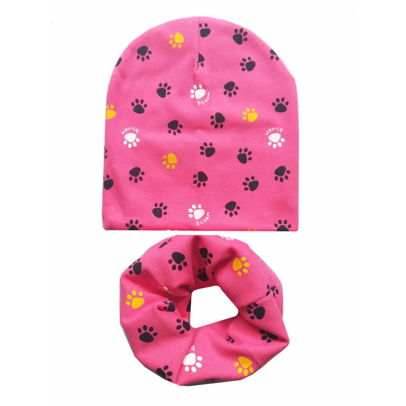 Осень-зима Хлопковая шапочка для младенца комплект для мальчиков и девочек весной шеи шарф теплый шарф Детские модные комплекты шапок