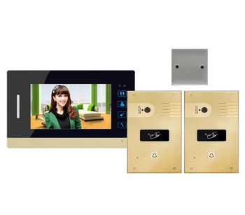 

XinSiLu New Video Doorphone 7"Touch Key Intercom System,FRID Panel support extra CCTV Camera 2Cameras+1Monitor for 2 Doors