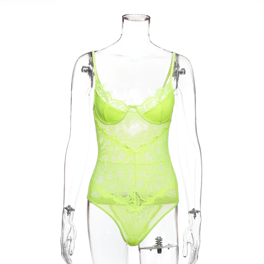 BKLD Fashion Neon Green Women Lady See-through Lace Strap Bralette  Camisoles Transparent Sheer Mesh Sleeveless Bodycon Body Tops - AliExpress