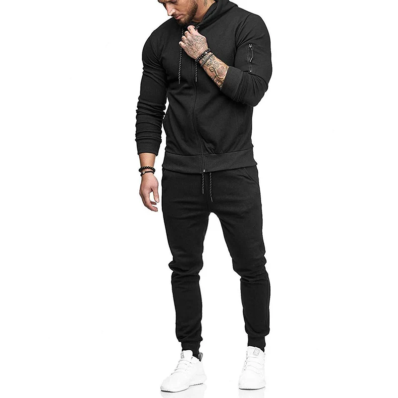 Casual Men Set Fashion Solid New Fashion Male Hooded Sweatshirt + Pants Tracksuit Pockets Drawstring Sportwear Set Plus Size Casual Men Set Fashion Solid New Fashion Male Hooded Sweatshirt + Pants Tracksuit Pockets Drawstring Sportwear Set Plus Size