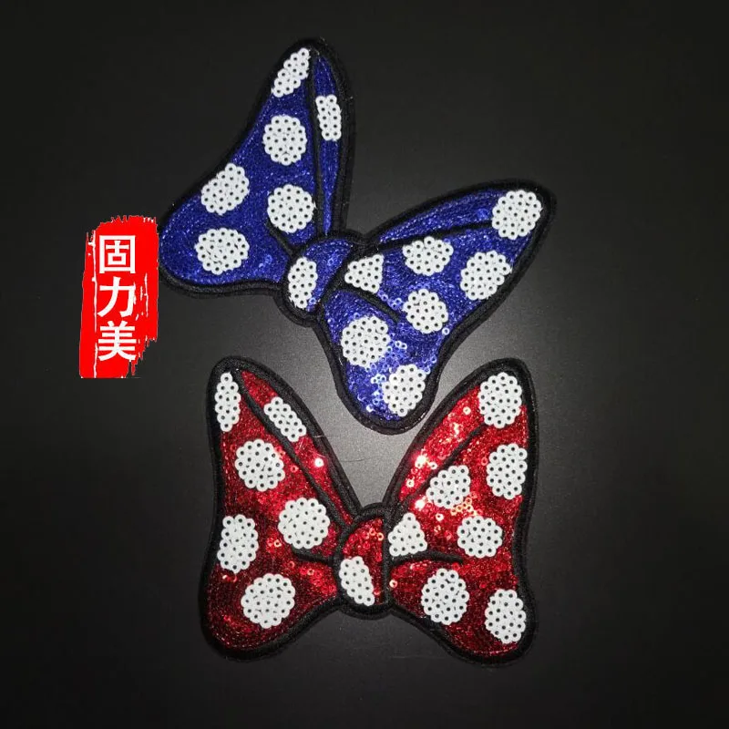 

2Pcs Sequins Bowtie bowknot Applique Clothing Embroidery Patch Fabric Sticker Iron On Patch Craft Sewing Repair Embroidered