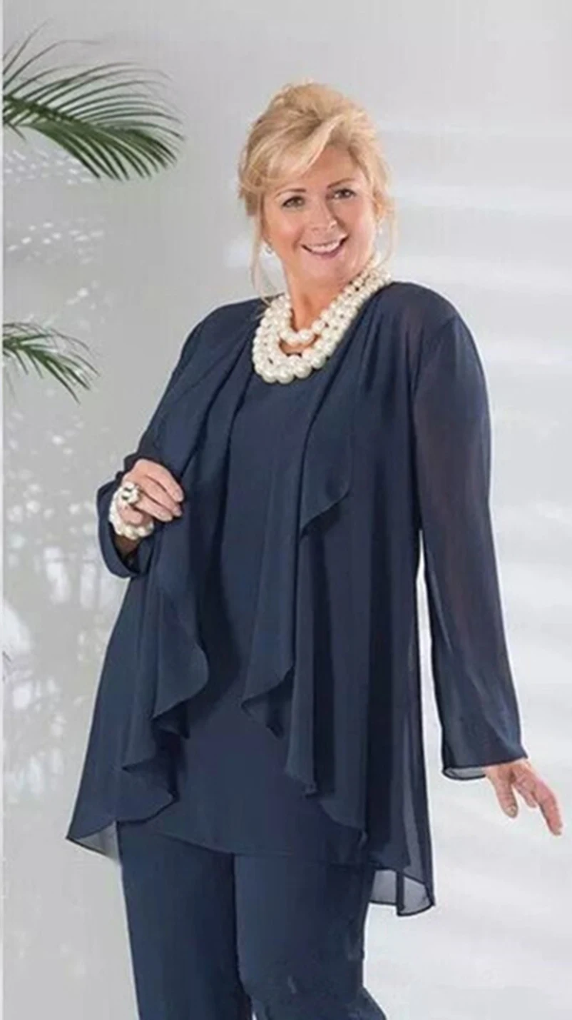 plus size navy blue pant suits