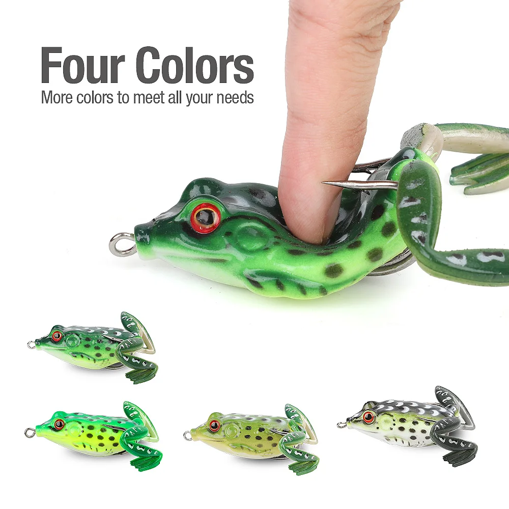 DONQL 4pcs Box Soft Fishing Frog 15g Top Water Artificial Baits With Double Hooks Ray Frogs Soft Silicone Fishing Lure (5)