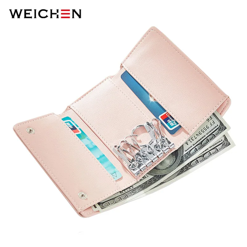 

WEICHEN Brand Multi-function Women Key Wallet High Quality Soft Leather Female Card Holder Ladies Key Cover Case Organizer Bag