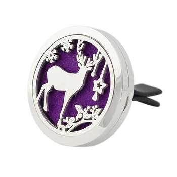 

30mm Stainless Steel Gift Jewelry Christmas Elk Car Aromatherapy Essential Oil Diffuser Pendant Locket Vent Clip