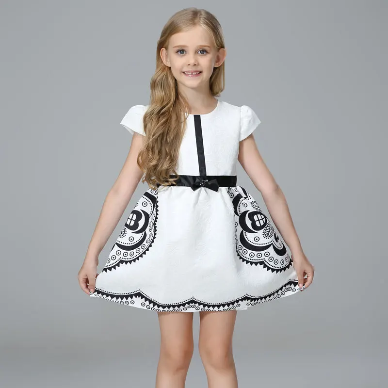AiLe Rabbit/брендовые летние платья для девочек; модная жаккардовая детская одежда высокого качества с геометрическим узором