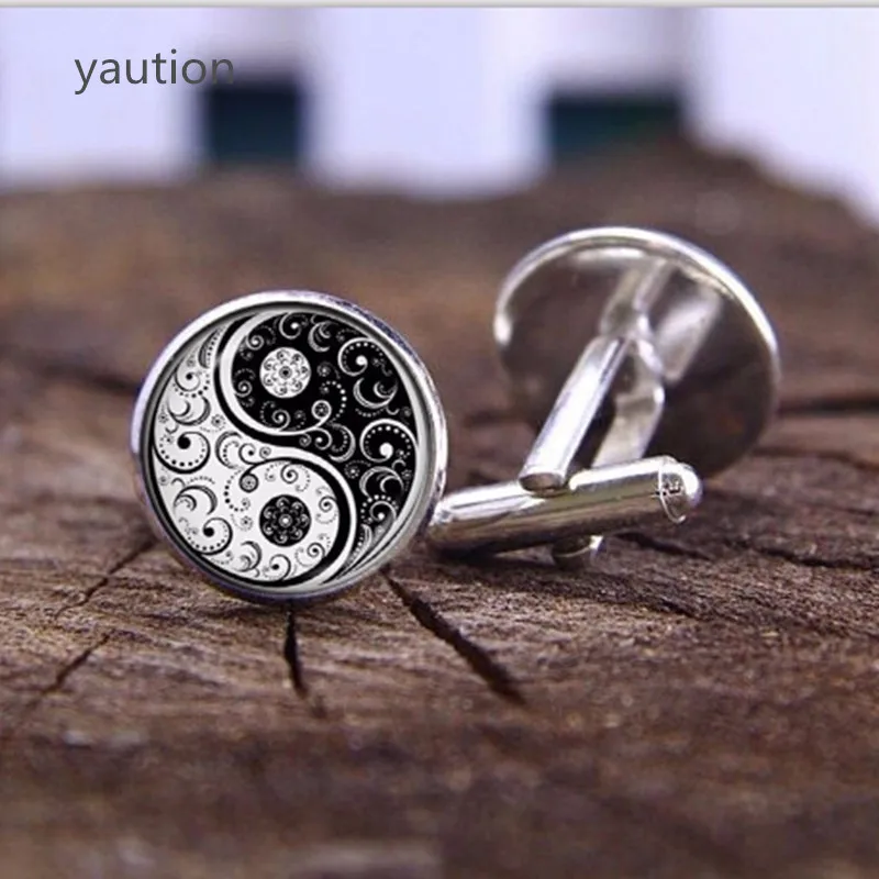 Новые 20 мм модные запонки ручной работы оптом Yinyang Skulls Wicca подарки кабошон