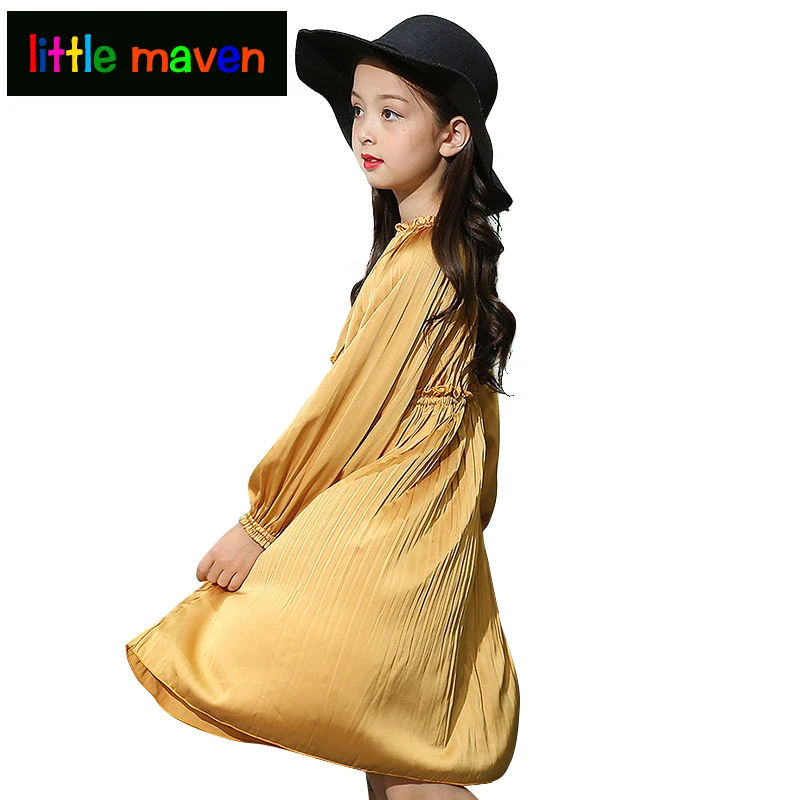 

Big Girls Clothes Simple Ruffles Red Long-sleeve Princess Party Dress High Quality School Style Autumn Candy Color Dress