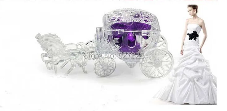 100pcs Fairy Tale Carriage Wedding Favor Box Boxes Carriage Candy Box Gift Box Transparent Boxes with PVC Packing Free Shipping