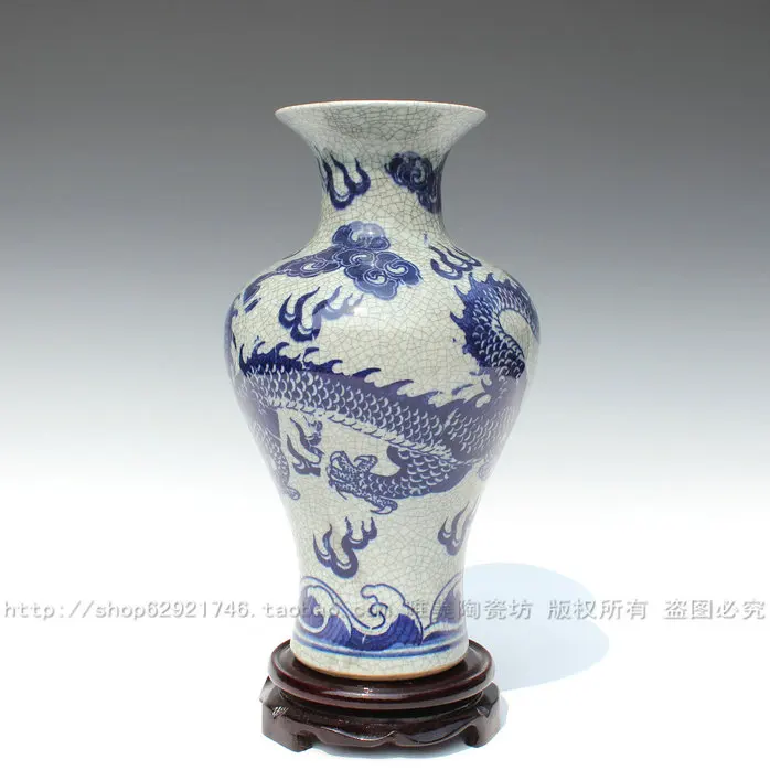 Керамическая антикварная фарфоровая ваза Jingdezhen глазурь печь трещины под хвостом