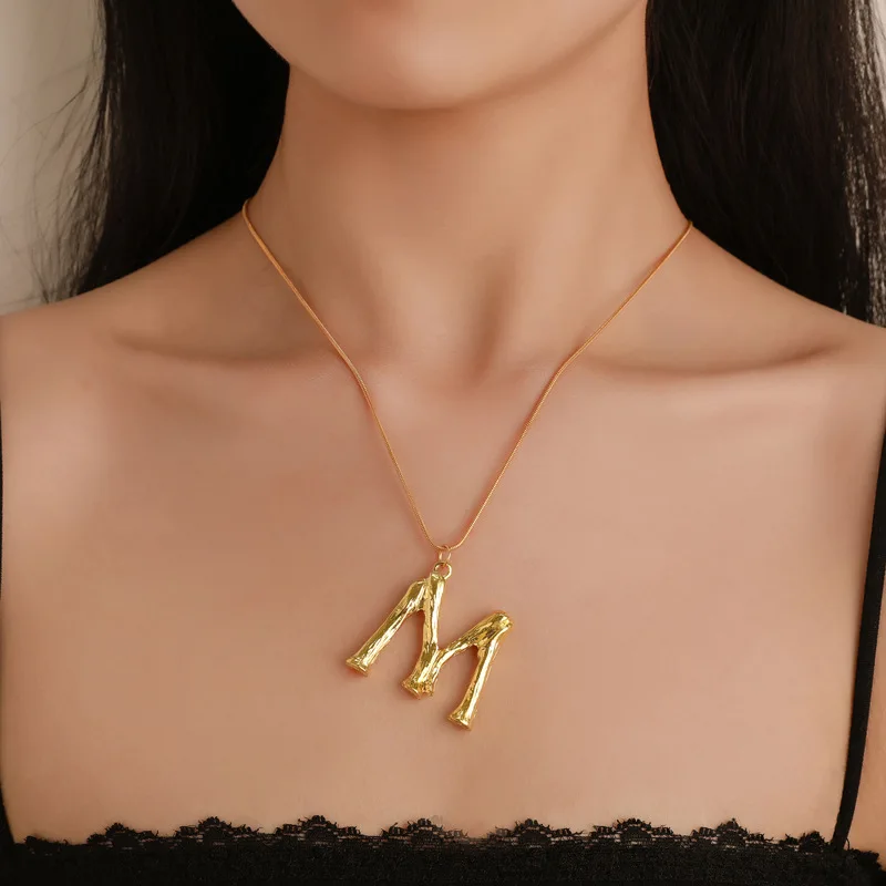 

Fashion Initial Letters Name Necklace for Women Gold Color Big Long Pendant Choker Collar Jewelry Gift Collier Femme 2019 New