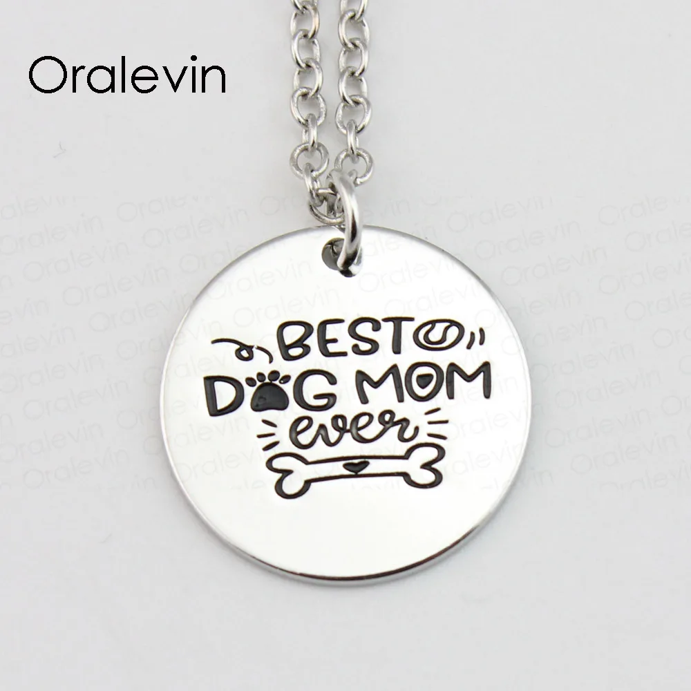 BEST DOG MOM EVER Pendant Charms Necklace Gift Jewelry 10Pcs/Lot LN462