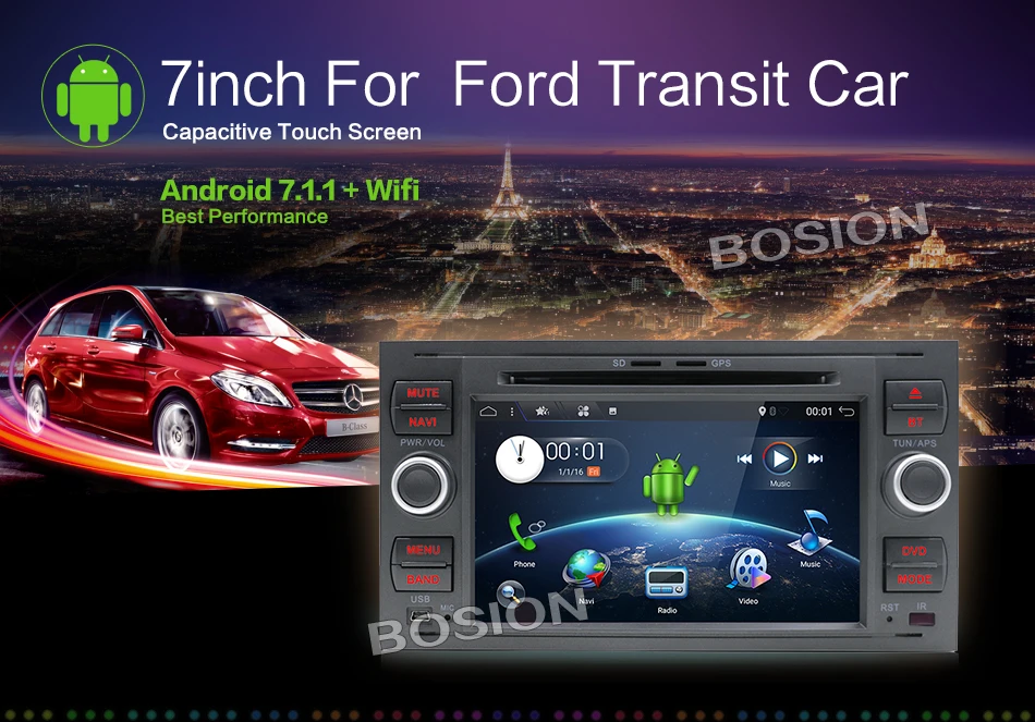 Sale Car Radio 7 inch 2 DIN Bluetooth Car radio android with radio, GPS, WiFi 1