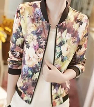 

2020 Spring Autumn Women Jacket Short Paragraph Vintage Printed Jackets Women Fashion Simple Zipper Casaco Feminino Coat B154