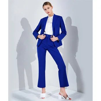 

Custom Fashion ladies suit Royal Blue Ladies Business Suits Womens Tailored Formal Business Work Wear Suits Jacket + pants