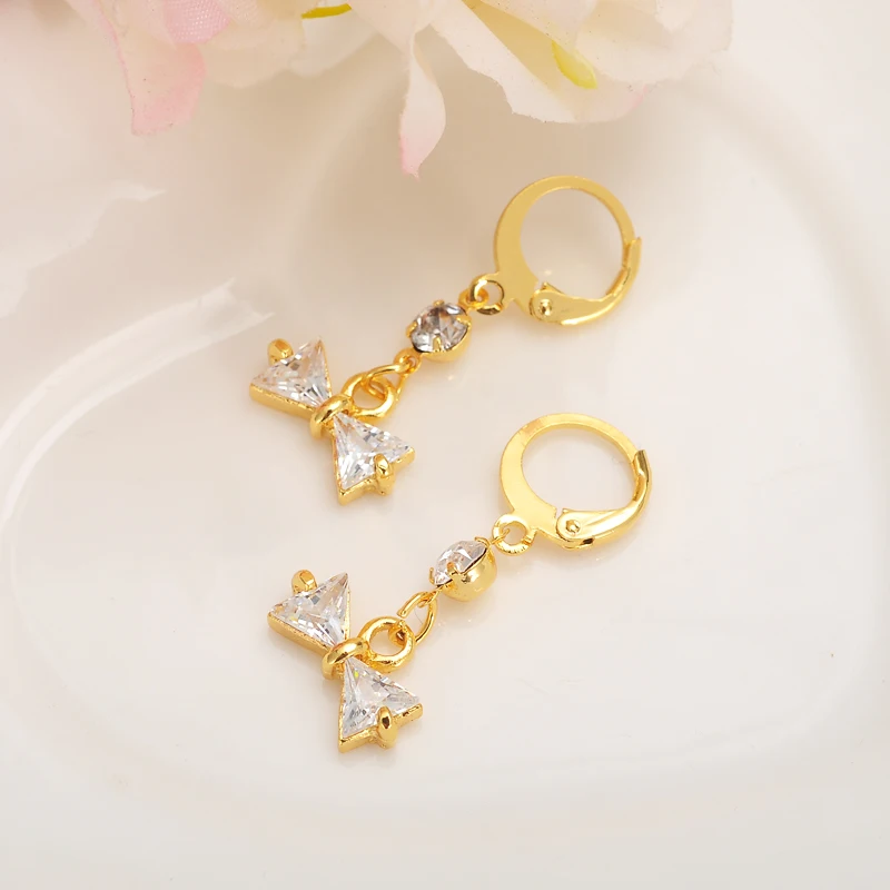 Cute cz gold drop Earrings rhinestone Crystal Earrings for Girls Women