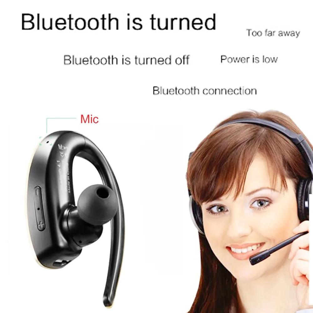 Bluetooth Headset Cell Phone Headset with Microphone Office Wireless Headset Earpiece Bluetooth Headphone for Apple iPhone X 9 8