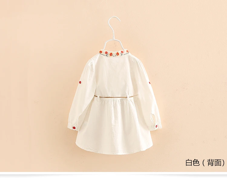 2018 Spring Autumn 3-12 Age Kids Embroidery Floral Long And Short Sleeve Double Use White Elegant Dress Princess Girl With Belt (2)