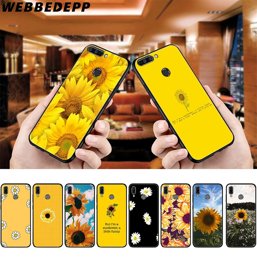 

WEBBEDEPP Yellow Sunflower Soft Case for Huawei P8 P9 P10 P20 P30 Lite Pro P Smart Z Plus 2019 Y6 Prime 2018 2017 Lite Mini
