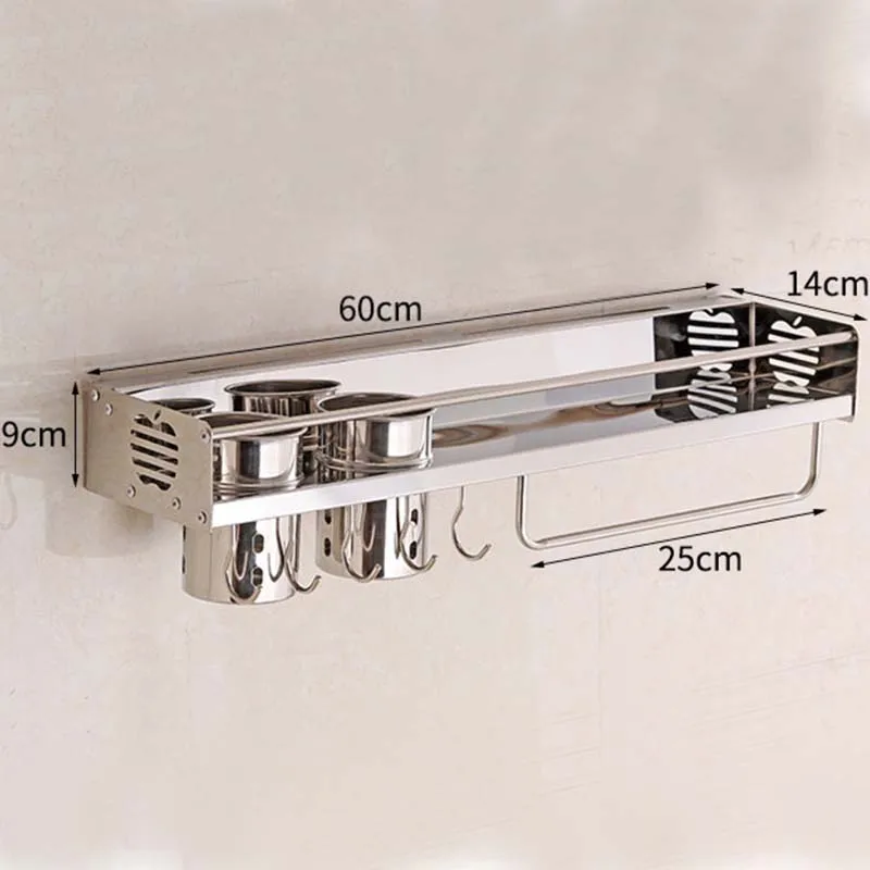 Кухонная полка из нержавеющей стали, кухонная полка, кухонная утварь, крючок для инструментов, кухонный держатель и хранение,, 50 см-60 см