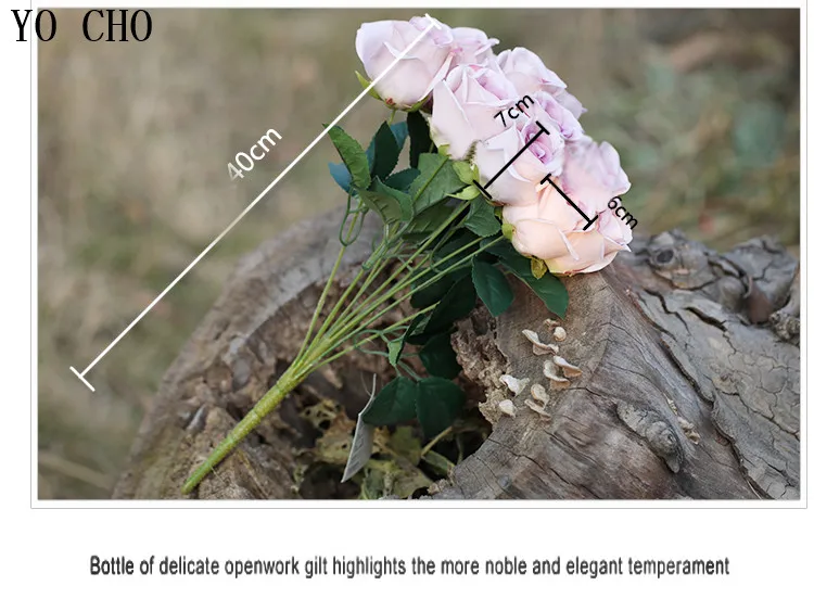 Йо Чо 12 глава искусственный роза Свадебный центральным рождественские украшения для дома шелк искусственный цветок Высокое качество поддельных цветок