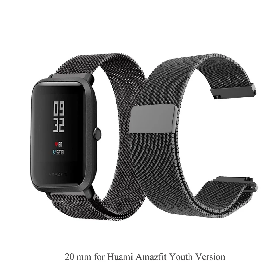 20 мм 22 мм браслет ремешок для Amazfit GTS для Xiaomi Huami Amazfit Bip умные часы металлический ремешок на запястье браслет из нержавеющей стали - Цвет: 20mm youth version