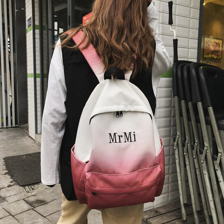 

Fashion Gradient Women School Travel Backpacks Panelled Women Bookbags Large Capacity Schoolbags For Teenage Girls Back Pack New