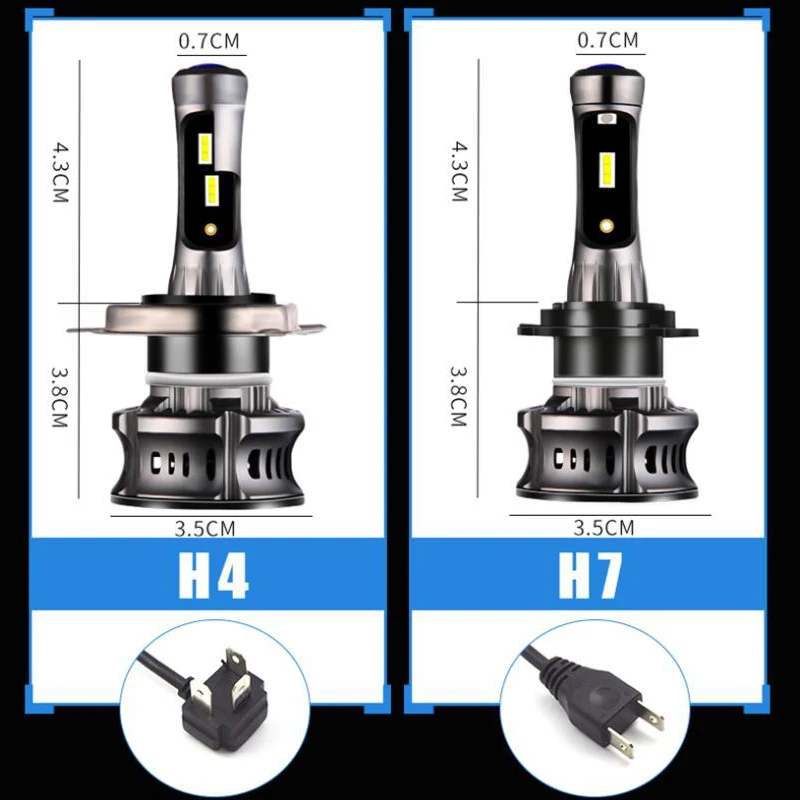 Автомобильный светодиодный светильник FORTEK на голову, высокий и низкий 6500 K, супер яркий+ синий Дневной светильник с Canbus, мини лампы 60 Вт H1/H3/H4/H7/H11/9005/9012