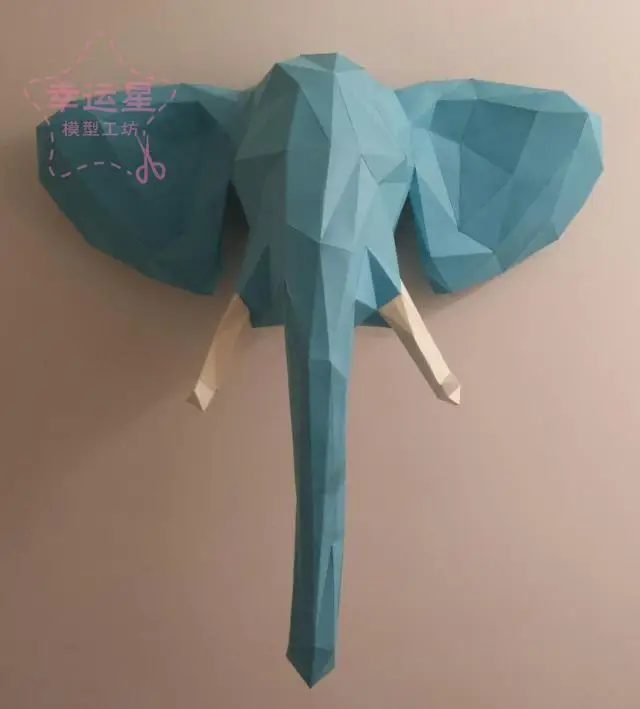 Слон настенный 3D бумажная модель DIY ручной работы Бумажная модель игрушки