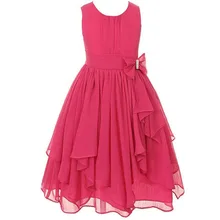 Détail 2017 Nouveau à Filles Jabot Robes De Mariée Irrégulière Summer Party Princesse Robes En Mousseline de Soie Enfants Enfants