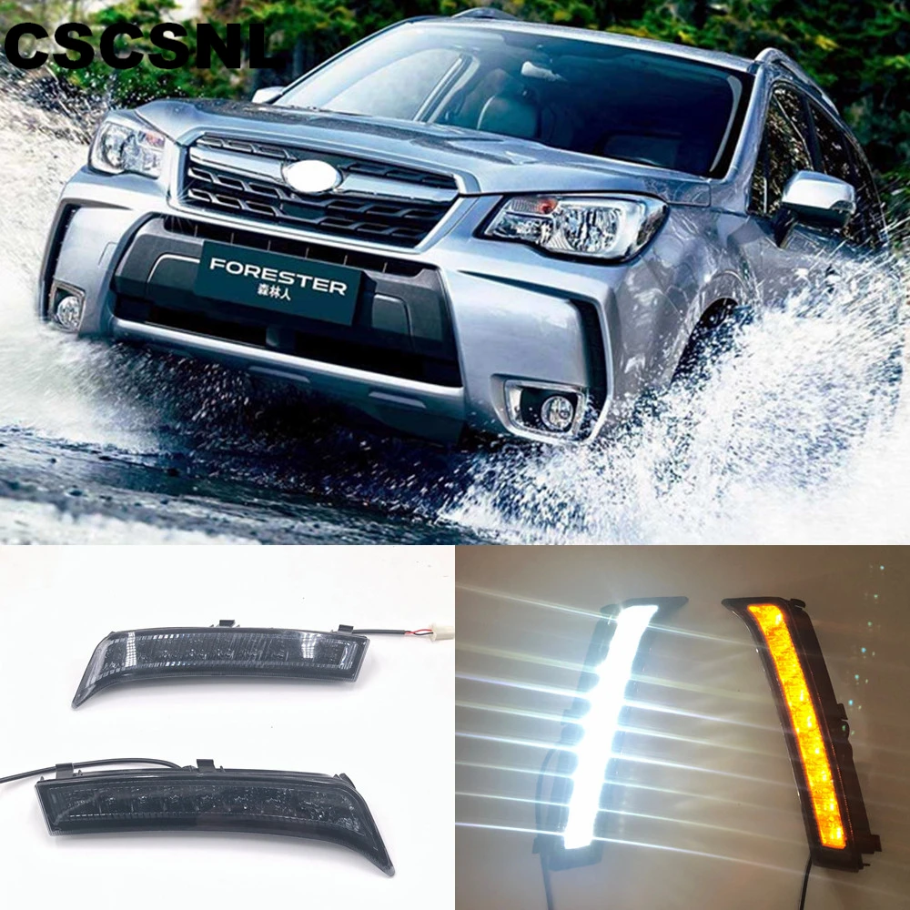 CSCSNL 2 шт. для Subaru Forester 2013 светодиодный DRL Габаритные огни с проигрывания желтый сигнальные лампы