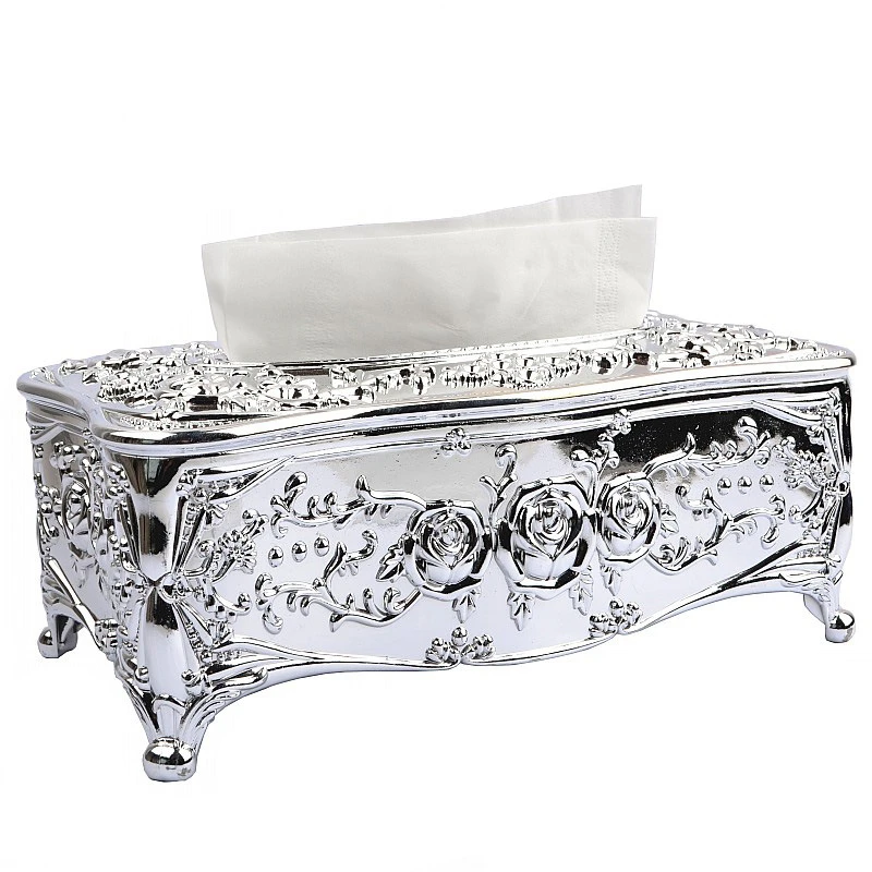  Gold case Silver container Tissue Cosmetic Handkerchief Cage European style napkin Acrylic high qua