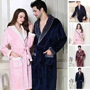

Bath Robe Women Winter Warm Coral Fleece Women's Bathrobe Nightgown Kimono Floral Dressing Gown Sleepwear Female Home Clothes