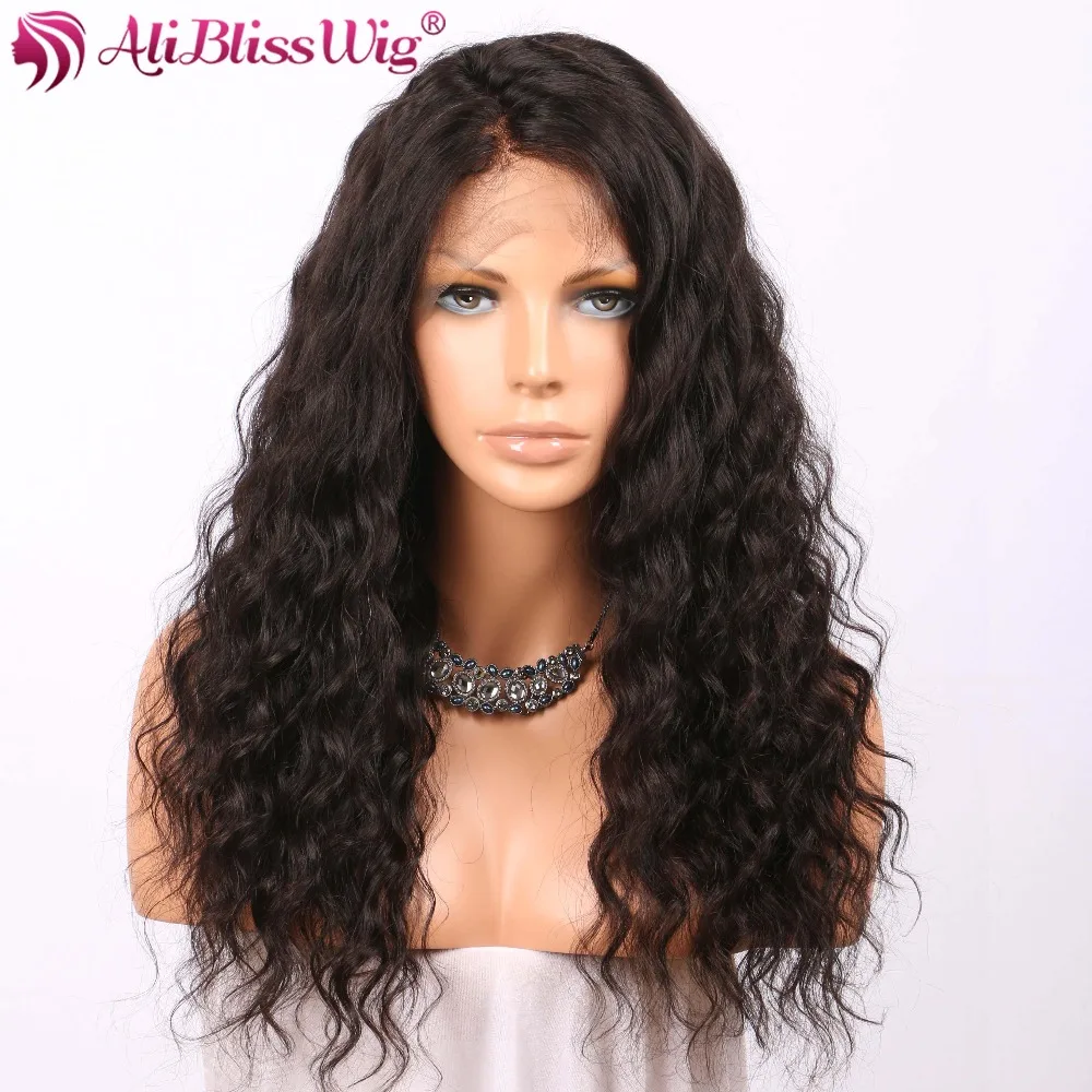 AliBlissWig Deep Wave 360 Lace Frontal Wigs With Baby Hair 150 Density Natural Color Brazilian Remy 100 Human Hair Light Brown  (2)