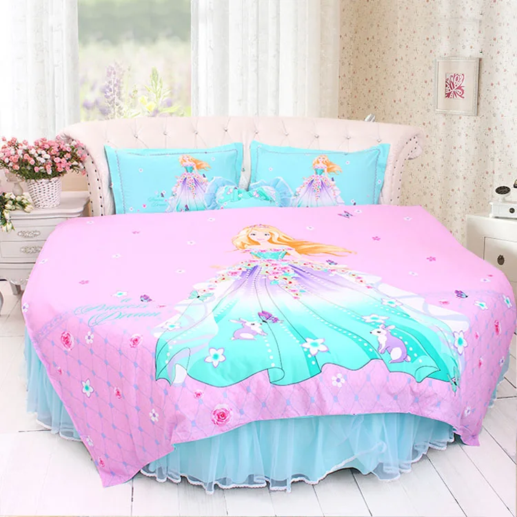 Discount Round Bed Chinese Style Wedding rosy Bedding sets SuperKing 9Ft Dancing Girls Home MARRY DuvetCover Bedskirt Set Round Bedding 48