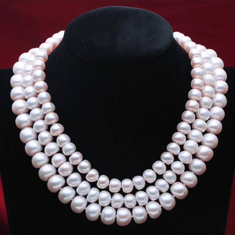 

Freshwater Pearl Necklace Gift for Mom and Girlfriend: Genuine Clavicle 7-10mm silve rclasp