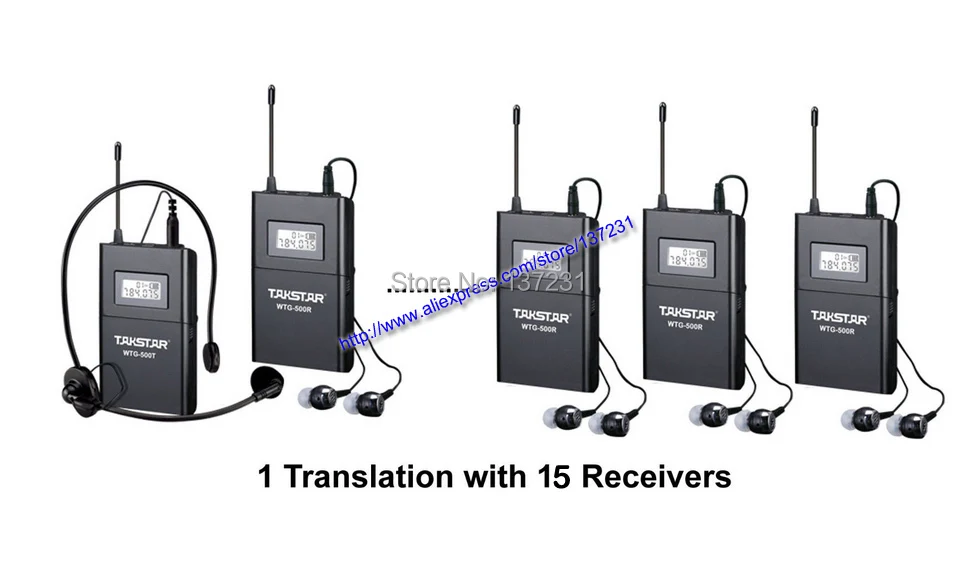 1 Transmitter 10 Receivers with Black Aluninum Storage Case EXMAX EX-938 Wireless Headset Microphone Audio Tour Guide System for Church Translation Teaching Travel Simultaneous Interpretation.