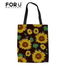 FORUDESIGNS Для женщин сумки Подсолнухи печати складная сумка шоппер Женская Льняная сумка сумки для женщин сумка Eco