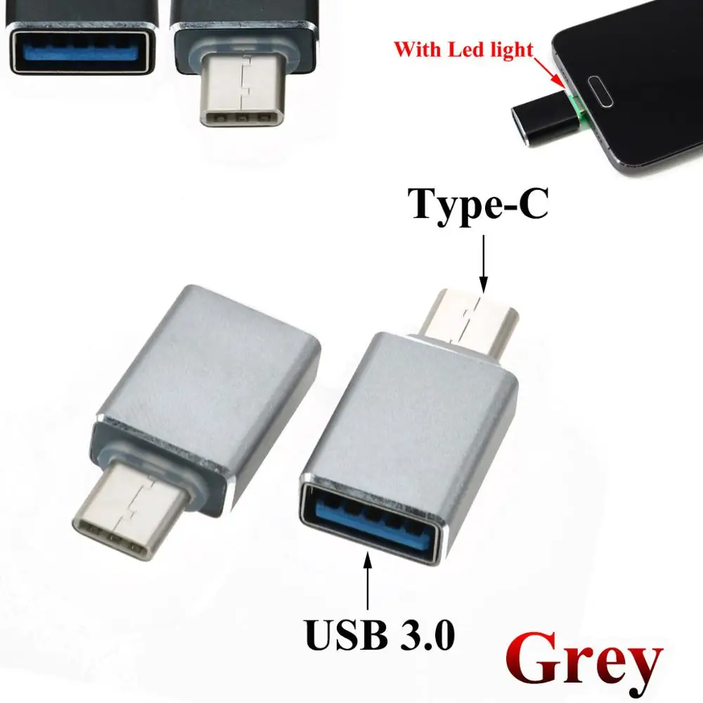 YuXi Тип C штекер USB Женский Кабель адаптер конвертер для USB C к USB 3,0 зарядное устройство штекер OTG адаптер конвертер для телефона Android - Цвет: Grey