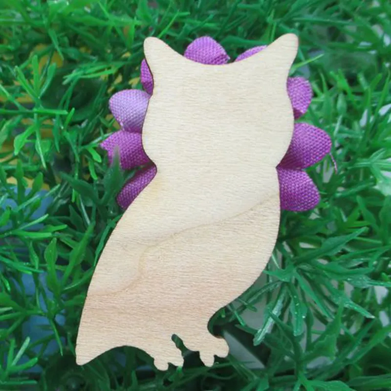 

(50pcs/lot) Blank unfinished wooden owl crafts supplies laser cut rustic wood wedding DIY 55*24mm 017001052